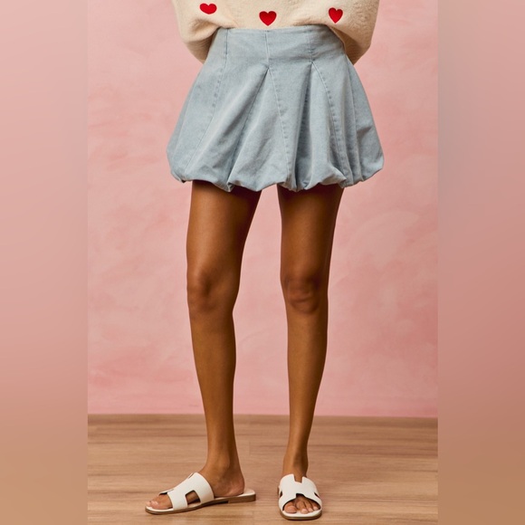 SO ME Denim Bubble Mini Skirt - Picture 3 of 8